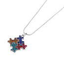 Men Women's Awareness Puzzle Piece Jigsaw Charm Pendant Chain Necklace