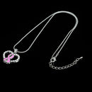 Crystal Rhinestone Heart Ribbon HIV AIDS Awareness Pendant Necklace Jewelry