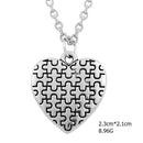 Men Women's Awareness Puzzle Piece Heart Shape Charm Pendant Chain Necklace