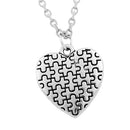 Men Women's Awareness Puzzle Piece Heart Shape Charm Pendant Chain Necklace