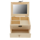 2 Tiers Plain Unpainted Wooden Jewelry Box Organizer Storage Container Unfinished Drawer Case DIY Crafts