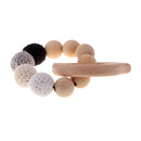 Dummy Organic Wood Crochet Round Beads Cute Bird Bracelet Teether Baby Grasping Eye Hand Coordinations Nursing Toy