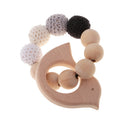 Dummy Organic Wood Crochet Round Beads Cute Bird Bracelet Teether Baby Grasping Eye Hand Coordinations Nursing Toy
