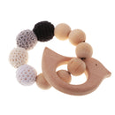 Dummy Organic Wood Crochet Round Beads Cute Bird Bracelet Teether Baby Grasping Eye Hand Coordinations Nursing Toy