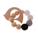 Dummy Organic Wood Crochet Round Beads Cute Bird Bracelet Teether Baby Grasping Eye Hand Coordinations Nursing Toy