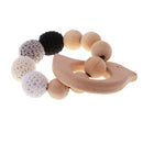 Dummy Organic Wood Crochet Round Beads Cute Bird Bracelet Teether Baby Grasping Eye Hand Coordinations Nursing Toy
