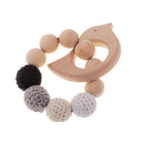 Dummy Organic Wood Crochet Round Beads Cute Bird Bracelet Teether Baby Grasping Eye Hand Coordinations Nursing Toy