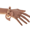 Dummy Organic Wood Crochet Round Beads Cute Bird Bracelet Teether Baby Grasping Eye Hand Coordinations Nursing Toy