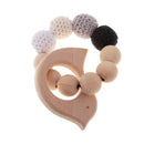 Dummy Organic Wood Crochet Round Beads Cute Bird Bracelet Teether Baby Grasping Eye Hand Coordinations Nursing Toy