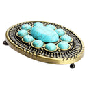 Vintage Bronze Metal Western Cowboy Blue Turquoise Belt Buckle Metal Buckle