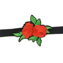 Retro Red Folwer Embroidery Flower Choker Punk Gothic Necklace Women Jewelry