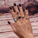6 Pieces Antique Silver Boho Fashion Triangle Midi Finger Knuckle Rings Band