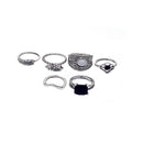 6 Pieces Antique Silver Boho Fashion Triangle Midi Finger Knuckle Rings Band