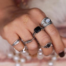 6 Pieces Antique Silver Boho Fashion Triangle Midi Finger Knuckle Rings Band