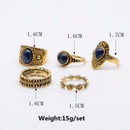5 Pieces/Set Antique Gold Boho Fashion Gemstone Midi Finger Knuckle Rings