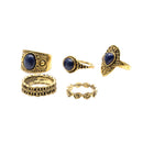 5 Pieces/Set Antique Gold Boho Fashion Gemstone Midi Finger Knuckle Rings
