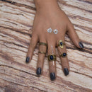 5 Pieces/Set Antique Gold Boho Fashion Gemstone Midi Finger Knuckle Rings