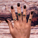 4 Pieces Set Antique Gemstone Rings Stack Plain Rings Band Mid Finger Rings (Gold Tone)