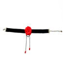 Black Velvet Collar Choker Gothic Necklace with Rose Flower Crystal Pendant Lady Party Fashion Necklace