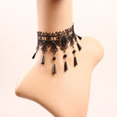 Gothic Lolita Elegant Flower Lace Bib Necklace Crystal Pendant Party Costume Jewelry Ornaments
