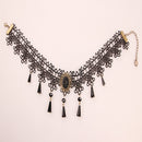 Gothic Lolita Elegant Flower Lace Bib Necklace Crystal Pendant Party Costume Jewelry Ornaments