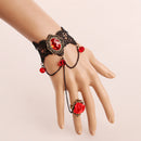 New Arrival Stretch Handmade Retro Black Red Rose Lace Vampire Halloween Slave Bracelet Gothic Style