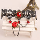 New Arrival Stretch Handmade Retro Black Red Rose Lace Vampire Halloween Slave Bracelet Gothic Style