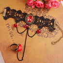 New Arrival Stretch Handmade Retro Black Red Rose Lace Vampire Halloween Slave Bracelet Gothic Style