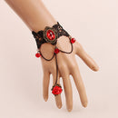 New Arrival Stretch Handmade Retro Black Red Rose Lace Vampire Halloween Slave Bracelet Gothic Style