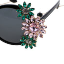 Baroque Sunglasses Vintage Engraving Faux Crystal Flower Sunglasses with Pearl Chain 31"