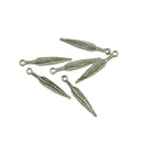 100 Pieces Tibetan Silver 3D Long Feather Charms Pendants Jewelry DIY Making