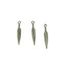 100 Pieces Tibetan Silver 3D Long Feather Charms Pendants Jewelry DIY Making