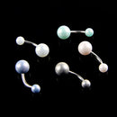5 Pieces Charm Body Piercing Jewelry Crystal Faux Pearl Ball Button Belly Navel Ring Bar