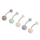 5 Pieces Charm Body Piercing Jewelry Crystal Faux Pearl Ball Button Belly Navel Ring Bar