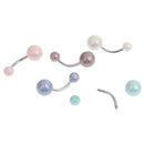 5 Pieces Charm Body Piercing Jewelry Crystal Faux Pearl Ball Button Belly Navel Ring Bar