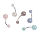 5 Pieces Charm Body Piercing Jewelry Crystal Faux Pearl Ball Button Belly Navel Ring Bar