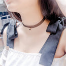 Black Lace Collar Choker Gothic Mesh Necklace with Gem Heart Pendant Elegant Lady Ornaments