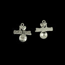 30 Pieces Tibetan Silver I love Basketball Heart Charms For Jewelry Making