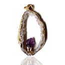 Handmade Natural Stone Amethyst Agate Irregular Pendant Hollow For Necklace DIY Jewelry