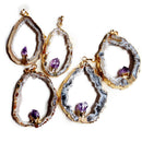 Handmade Natural Stone Amethyst Agate Irregular Pendant Hollow For Necklace DIY Jewelry