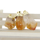 Irregular Natural Crystal Chakra For Necklace Quartz Pendant Yellow Stone Unisex 35x16mm