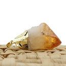Irregular Natural Crystal Chakra For Necklace Quartz Pendant Yellow Stone Unisex 35x16mm