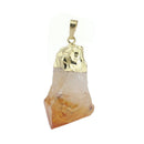 Irregular Natural Crystal Chakra For Necklace Quartz Pendant Yellow Stone Unisex 35x16mm