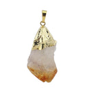 Irregular Natural Crystal Chakra For Necklace Quartz Pendant Yellow Stone Unisex 35x16mm