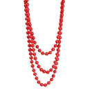 Elegant Women Lady Long Red Glass Beads Sweater Necklace Beaded Necklace