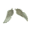 10 Piece 3D Large Antique Silver Angel Wing Charm Pendant Jewelry DIY Making
