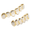 18K Gold Plated Tooth Hip Hop Grill Top Bottom Set Removable Custom Dentures Hollow Design Rapper Fashion