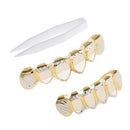 18K Gold Plated Tooth Hip Hop Grill Top Bottom Set Removable Custom Dentures Hollow Design Rapper Fashion