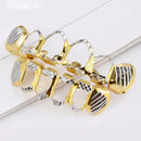 18K Gold Plated Tooth Hip Hop Grill Top Bottom Set Removable Custom Dentures Hollow Design Rapper Fashion