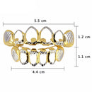 18K Gold Plated Tooth Hip Hop Grill Top Bottom Set Removable Custom Dentures Hollow Design Rapper Fashion